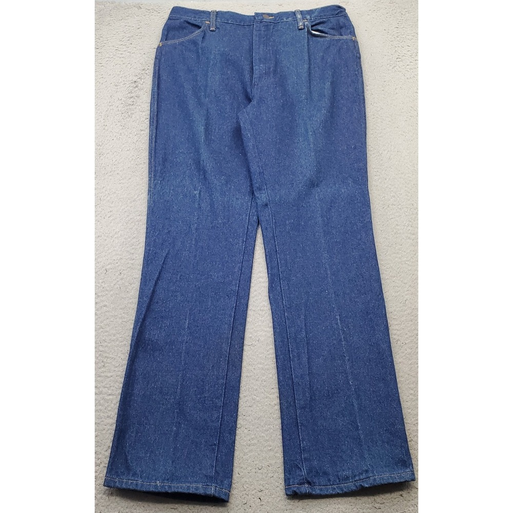 Vtg Rustler Jeans Mens 36x32 Blue Denim Prewashed Comfortable Fit Straight Leg